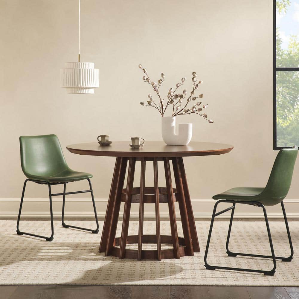 Walker Edison Furniture Company Round Japandi Brown Wood 48