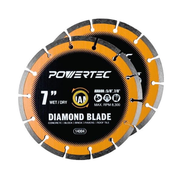 7 in. Segmented Rim Diamond Blades for Wet Dry Tile Saw - Cutting Concrete, Block, Brick, Pavers, Roofing Tile (2-Pack)