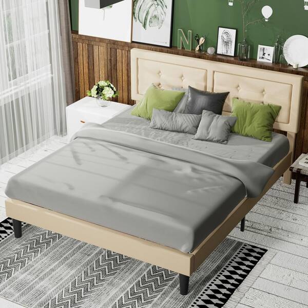 VECELO Upholstered Premium Platform Bed Frame ，60.4 in.W