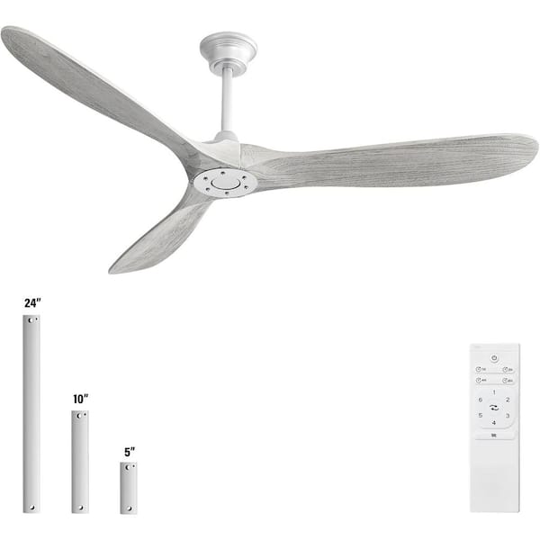 CACI Mall 60 in. Indoor/Outdoor Silver Ceiling Fan without Light for Bedroom or Living Room