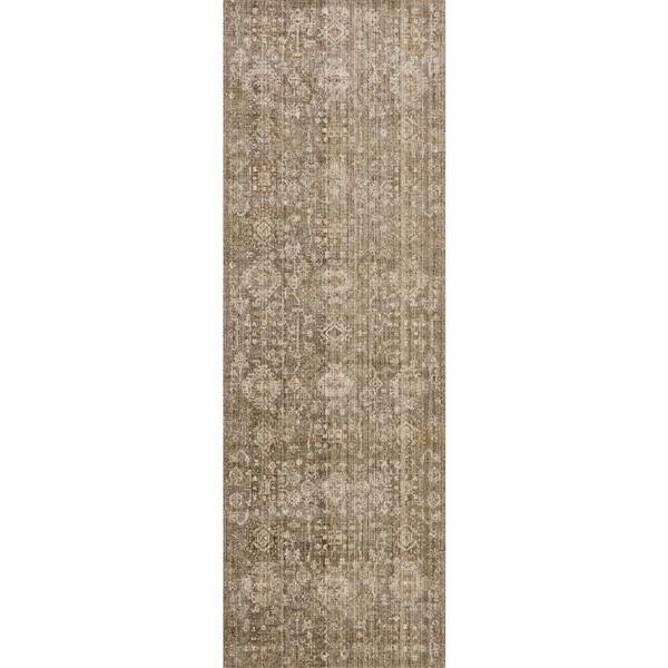 Veloria Traditional Woven Floral Washable Brown 2 ft. x 6 ft. Outdoor Runner Rug