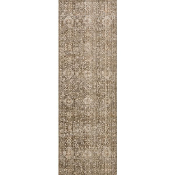 Veloria Traditional Woven Floral Washable Brown 3 ft. x 8 ft. Outdoor Runner Rug