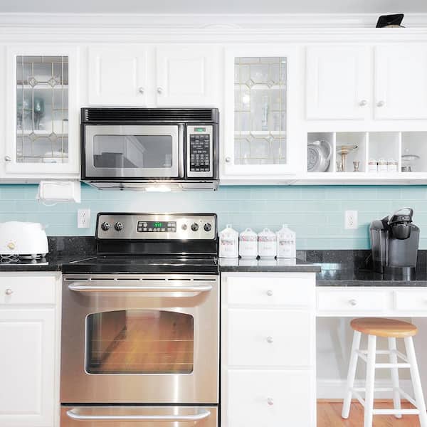 Morning Mist Blue 3 in. x 6 in. Subway Glossy Glass Wall Tile (10 sq. ft./Case)