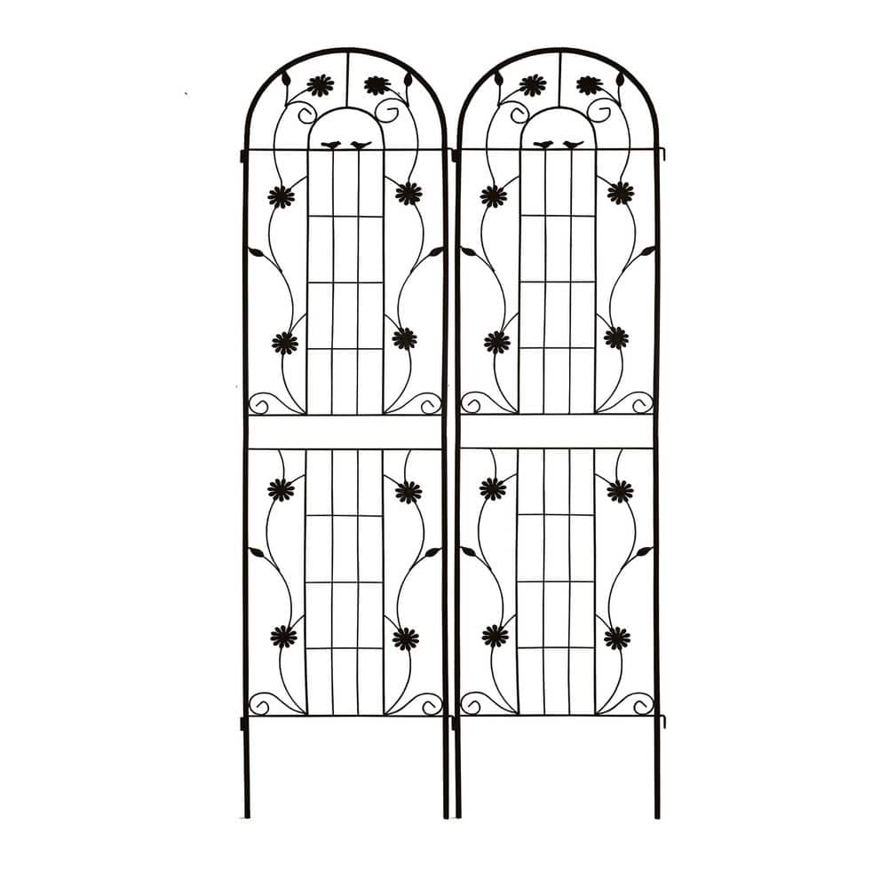 Outddor Black Metal 19.7 in. W x 86.7 in. H Rustproof Garden Trellis Flower Support for Climbing Plants(2-Pack) price history on PriceWatchPro