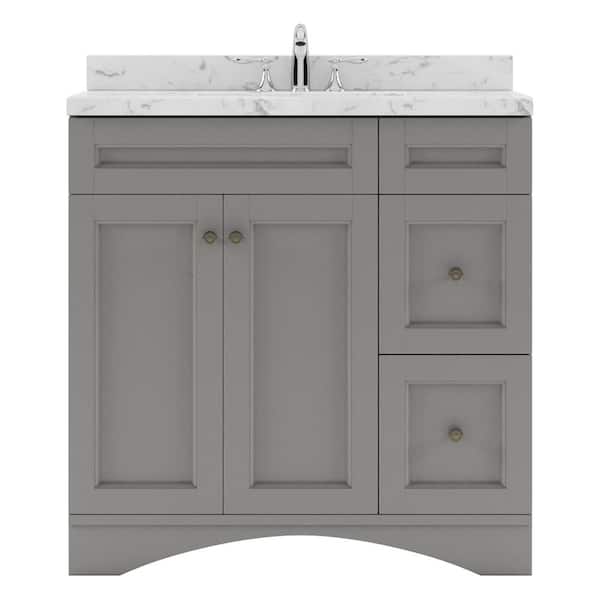 Virtu USA Elise 36 in. W x 22 in. D x 37 in. H Single Sink Bath Vanity in Gray with Quartz Top