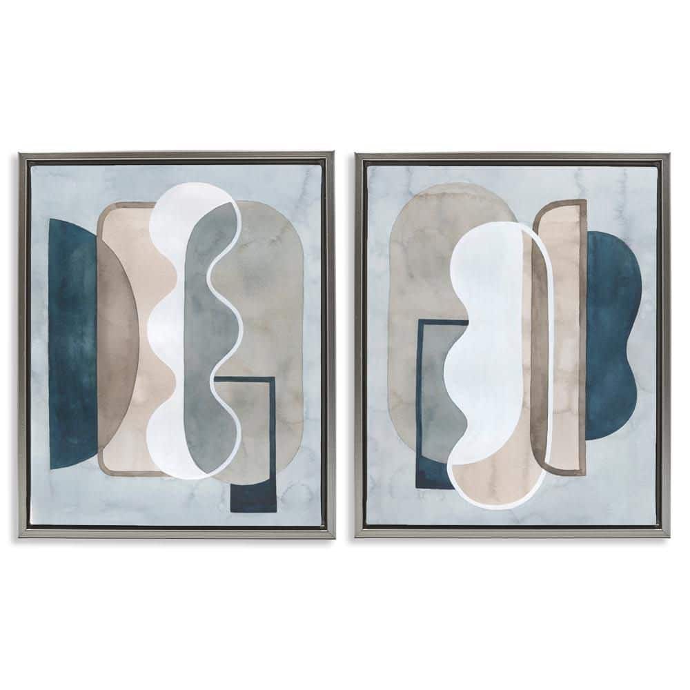 Wavy Retro Contemporary by Grace Popp 2 Pieces Gray Floater Frame Abstract Graphic Art Print 31 in. x 25 in. price history on PriceWatchPro