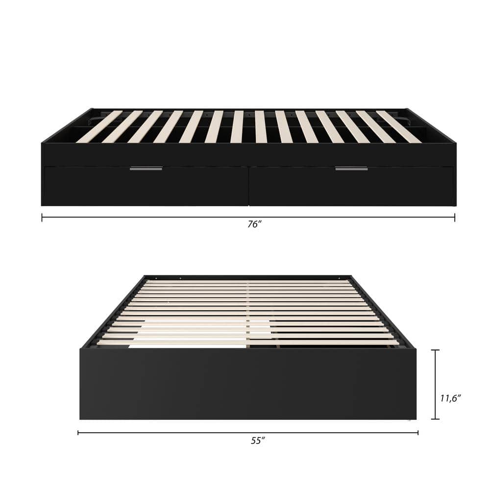 Black Full Captain's Bed with Storage Drawers