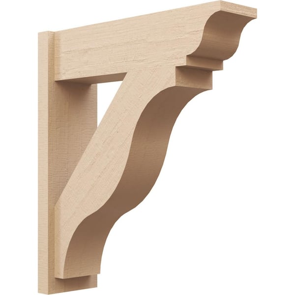Ekena Millwork 8 in. x 32 in. x 28 in. Funston Traditional Rough Cedar Woodgrain Timberthane Polyurethane Outlooker, Primed Tan