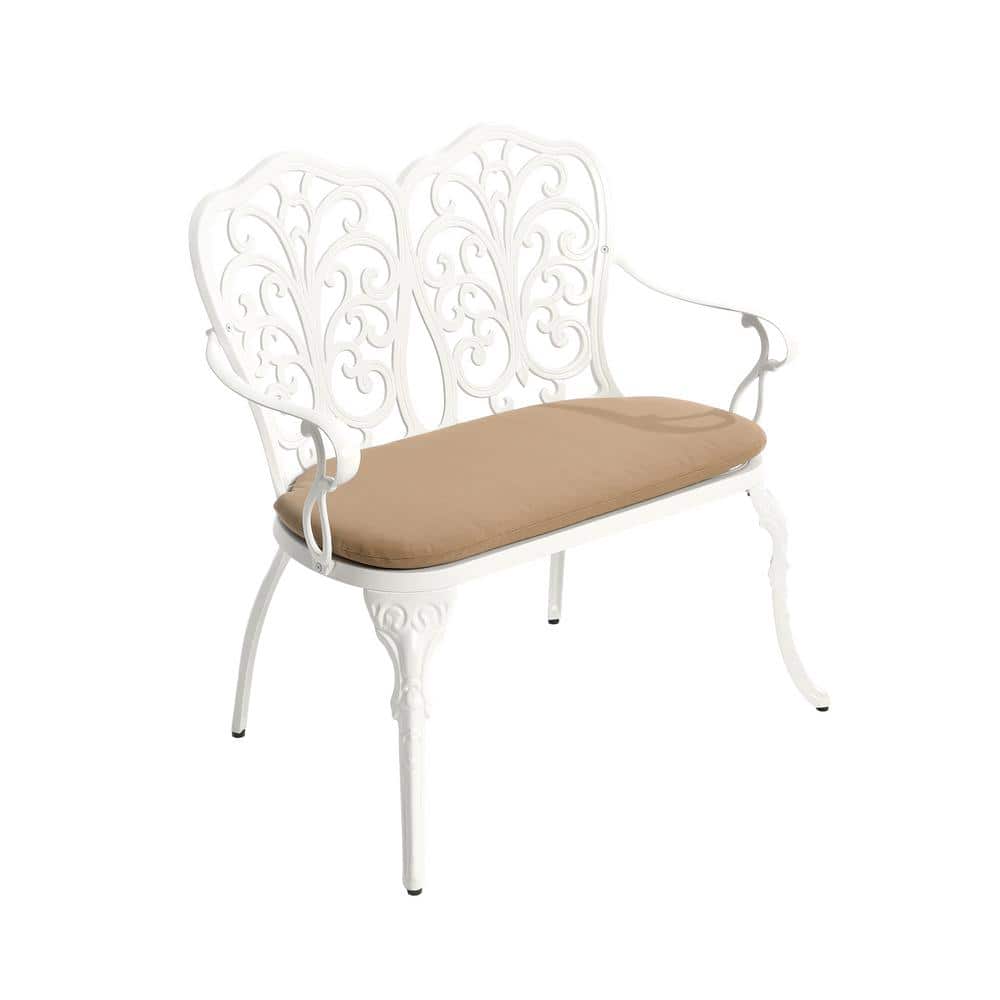 2-Person Outdoor Butterfly White Cast Aluminum Patio Garden Bench with Cushion price history on PriceWatchPro