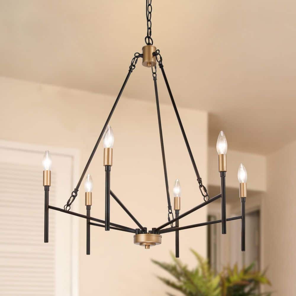 Black and Gold Candlestick Dining Room Industrial Chandelier, Modern Cottage 6-Light Kitchen Island Chandelier price history on PriceWatchPro
