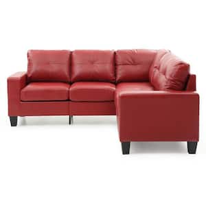 Newbury 82 in. W 2-Piece Faux Leather L Shape Sectional Sofa in Red