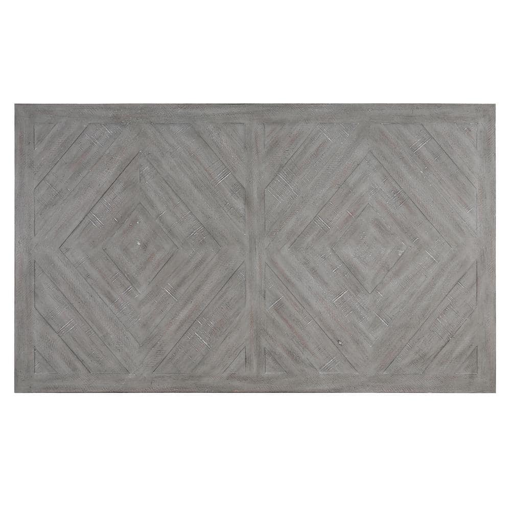 Dove Gray Rectangular Wood Coffee Table with Diamond Inlay