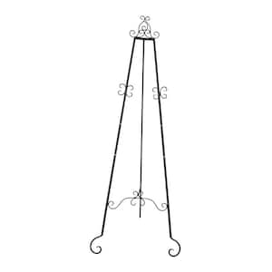 67 in. Black Metal Large Free Standing Adjustable Display Stand 3 Tier Scroll Easel with Chain Support