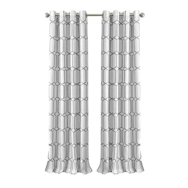 Elrene Gray Trellis Blackout Curtain - 52 in. W x 95 in. L