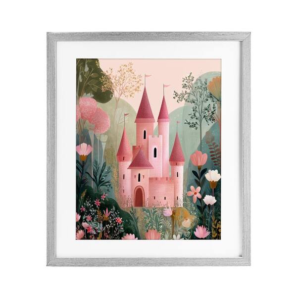 Castle For A Princess Gray Framed Print Under Glass, design by Christine Simpson Art