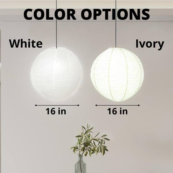 MPG Orb 16 in. 60-Watt 1-Light Ivory Hanging Lantern Pendant-Light