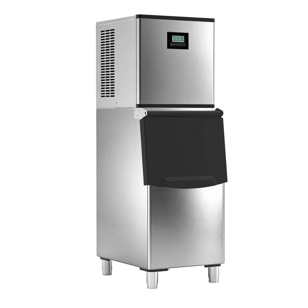 21.25 in. Commercial Ice Maker 400 lbs./24 H Freestanding Stainless Steel Ice Maker Full Size Cubes w/ 250 lbs. Storage