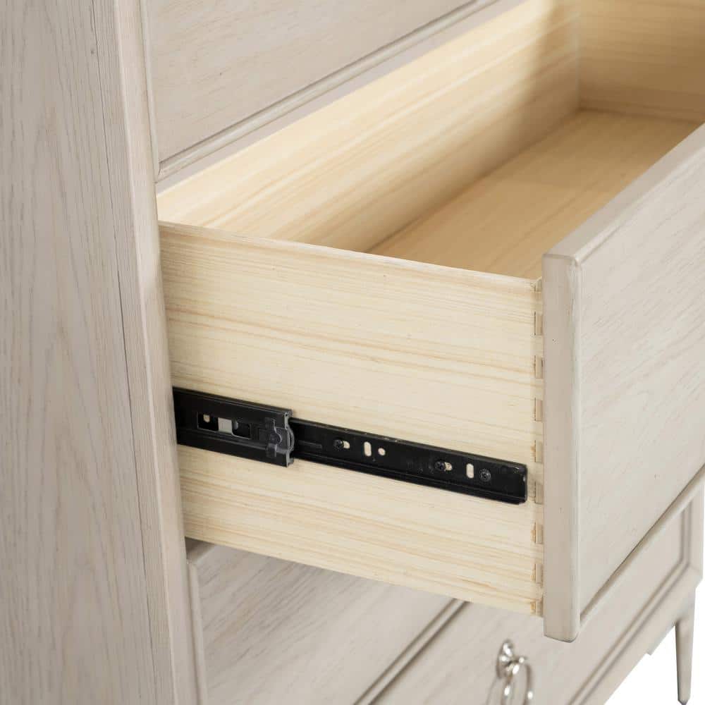 Natural Oak Vertical Chest with Hammered Stainless Steel Accent