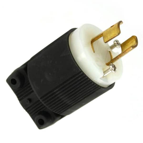 Leviton 20 Amp 250-Volt Locking Plug, Black/White