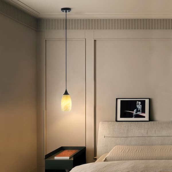 aiwen 4.72 in. 1-Light Kitchen Island Yellow Pendant Light Vintage