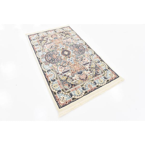 Narenj Collection Area Rug - Glasgow (3 ft. 1 in. x 5 ft. 3 in. Rectangle Ivory/Blue)