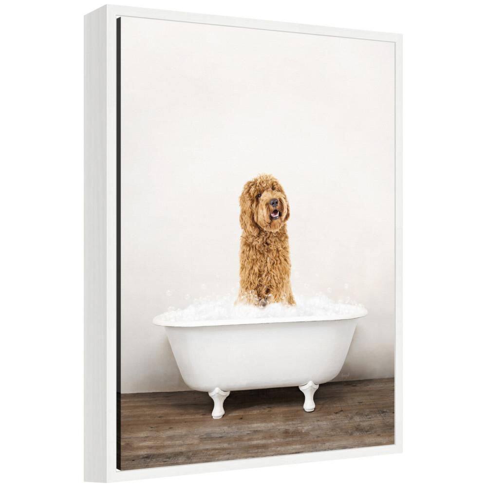 "Sylvie ""Golden Labradoodle in Rustic Bath Style"" by Amy Peterson White Framed Art Print 18 in. x 24 in." price history on PriceWatchPro