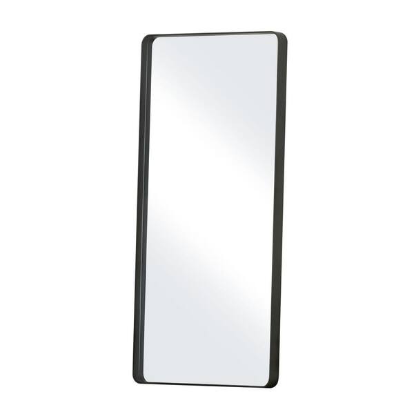 XRAMFY 24 in. W x 71 in. H Rectangular Modern Black Aluminum Framed