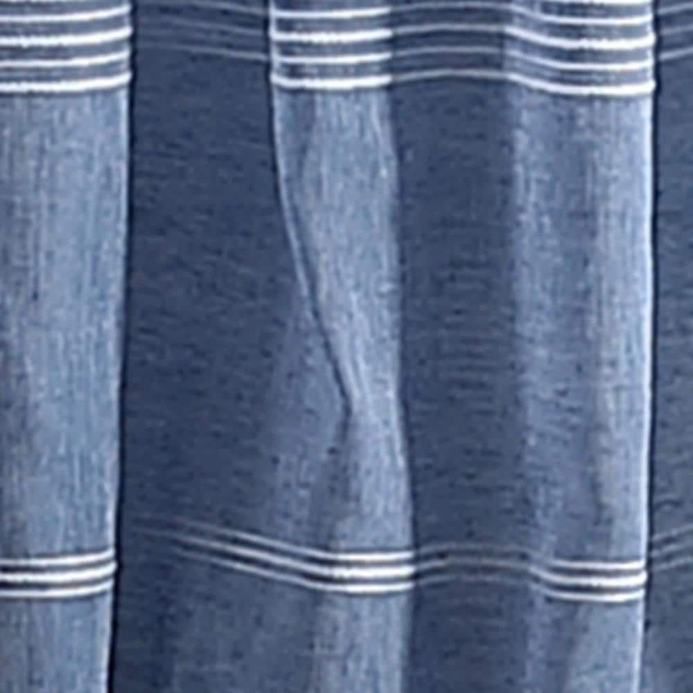 Indigo Sheer Striped Rod Pocket Curtain Panels, 50" x 95"