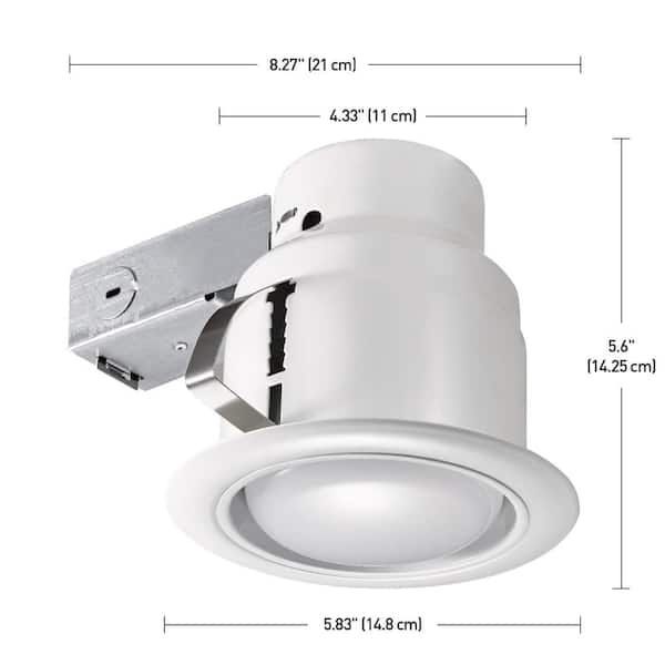 Commercial Electric 5 in. White LED Swivel Baffle Round Trim New  Construction and Remodel Recessed Lighting Kit with LED Bulb 91271 Push Button Circuit Diagram The Home Depot