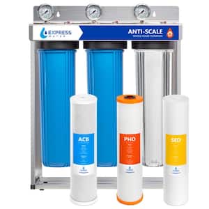3 Stage Whole House Water Filtration System - Sediment, PHO, Carbon - includes Pressure Gauges and more