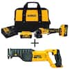 DEWALT 20V MAX XR Cordless Brushless 4.5 in. Small Angle Grinder, 20V MAX Reciprocating Saw, and (2) 20V 6.0Ah Batteries DCG413R2W380B