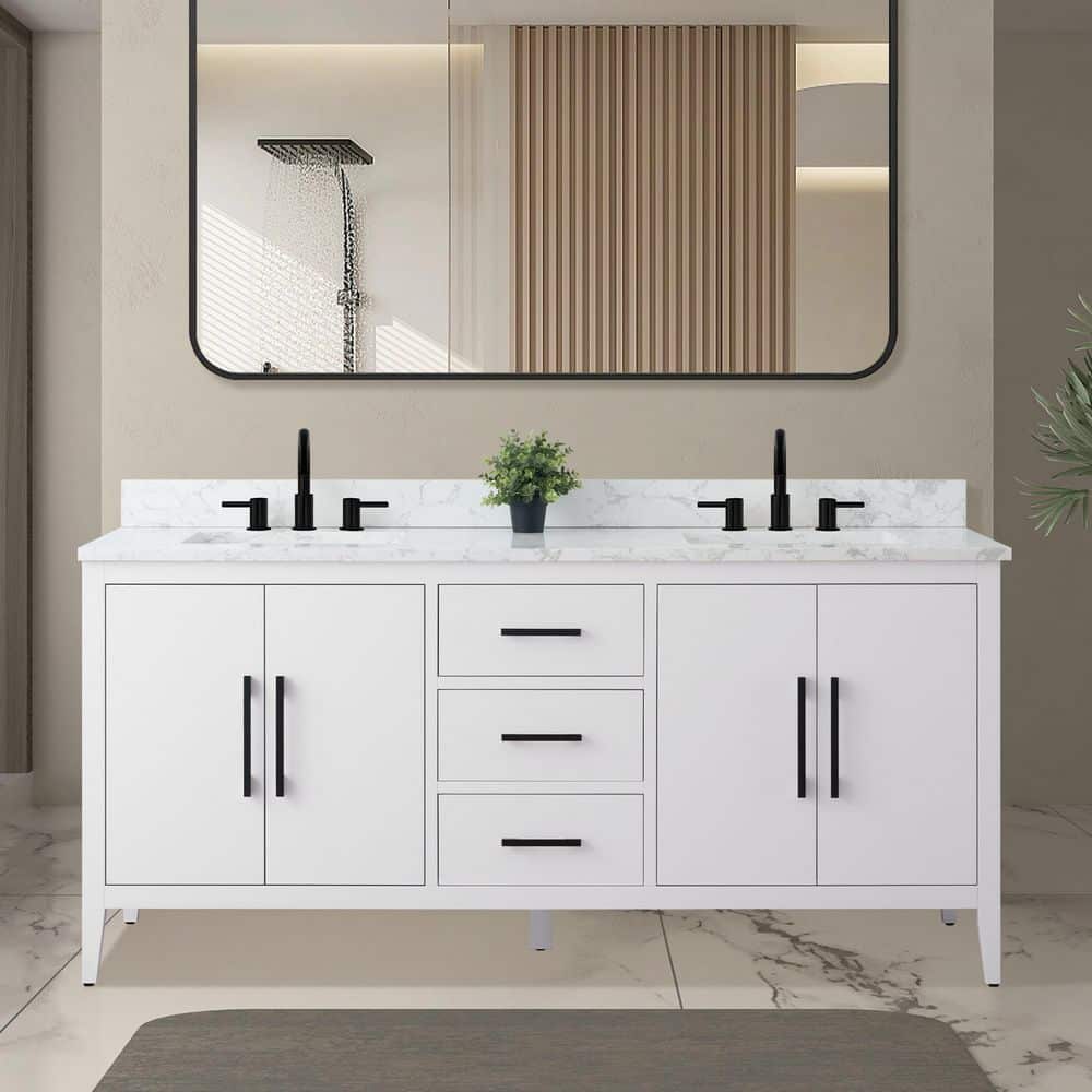 Vanity Art 72 in. W x 22 in. D x 34 in. H Double Sink
