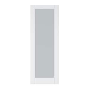 28 in. x 80 in. White Primed 1 Tempered Frosted Glass Lite Pocket Door Slab, Standard Door, without Pocket Door Frame