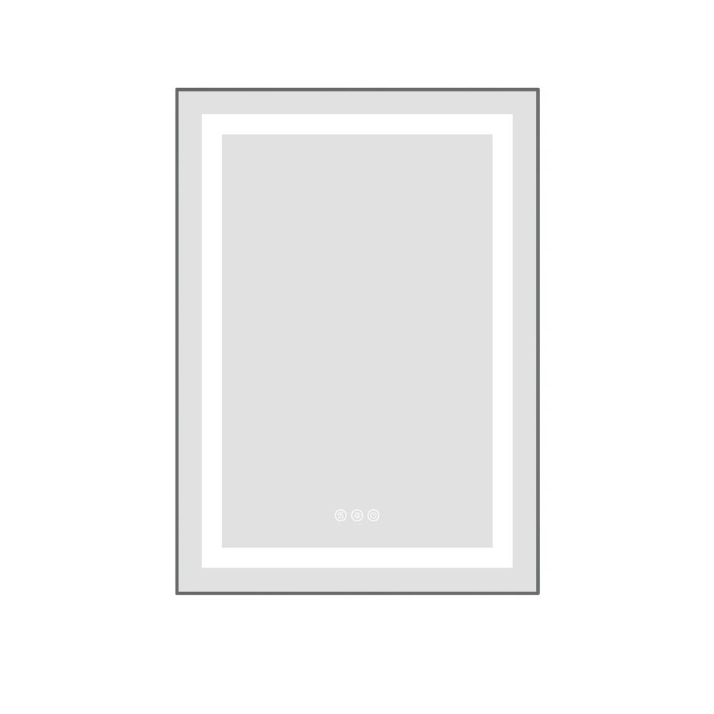 Avex 24 in. W x 32 in. H Rectangular Aluminum Framed LED Wall Bathroom Vanity Mirror in Gun Gray price history on PriceWatchPro