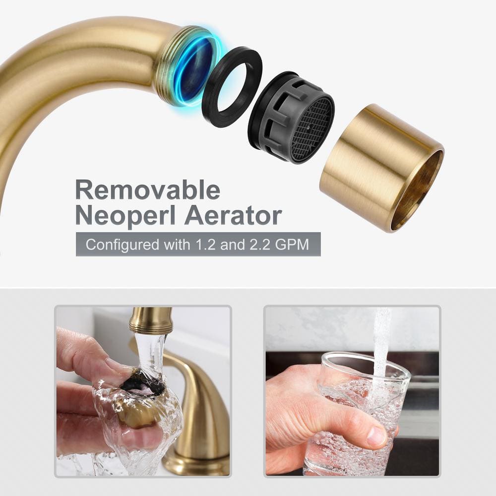 Brushed Gold Double Handle High Arc Bathroom Faucet