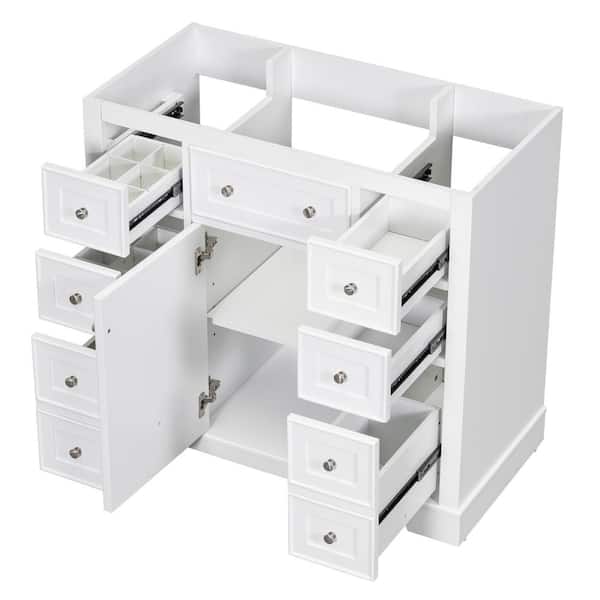 35.6 in. W x 17.9 in. D x 33.4 in. H Bathroom White Linen Cabinet