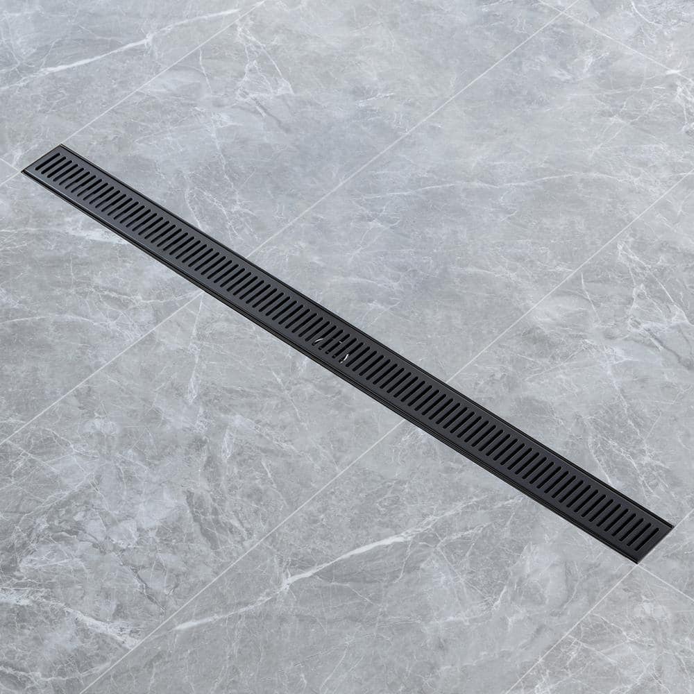 36'' Matte Black Stainless Steel Linear Grid Shower Drain