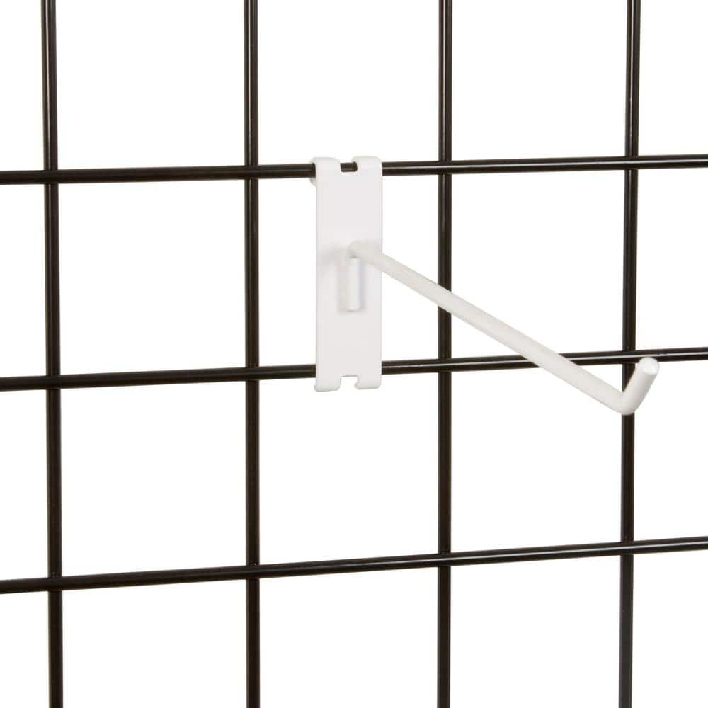 4" White Semi-Gloss Metal Slatwall Hook