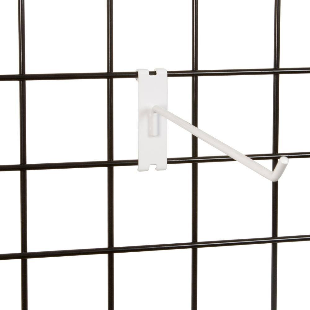 4" White Semi-Gloss Metal Slatwall Hook