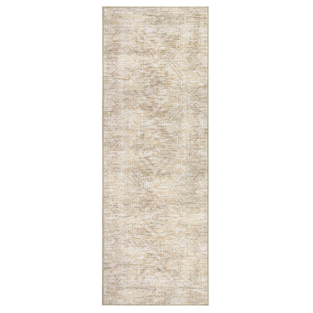 Beige 2 ft. x 8 ft. Washable Vintage Distressed Area Rug Bohemian Style Polyester price history on PriceWatchPro