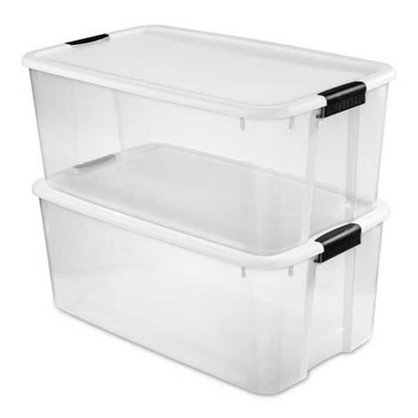 Large Storage Container 105 Quart Clear Plastic Tote Latching Lid