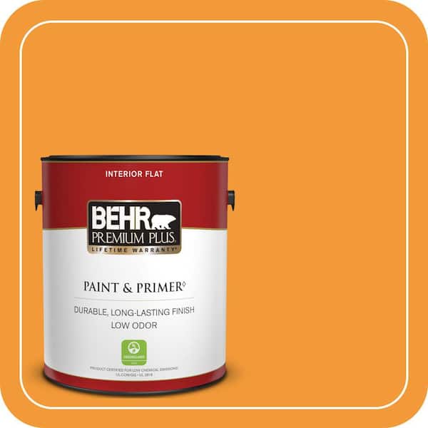 BEHR PREMIUM PLUS 1 gal. #280B-6 Amber Glow Flat Low Odor Interior Paint & Primer