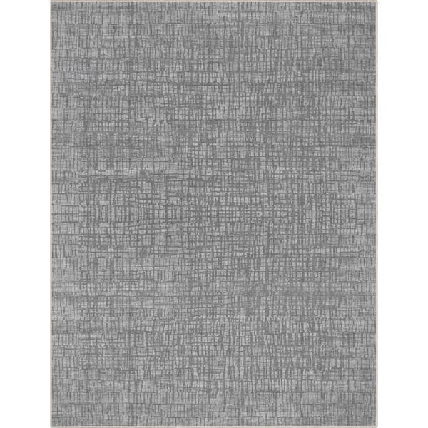Gray 5 ft. 3 in. x 7 ft. 3 in. Abstract Nightscape Modern Geometric Flat-Weave Area Rug