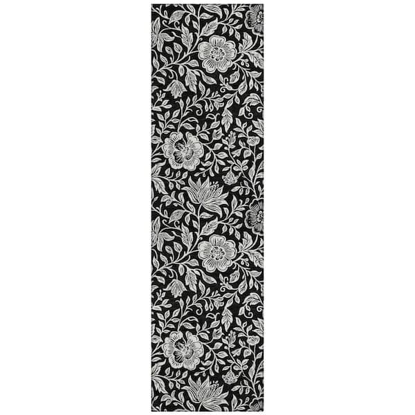 Chantille Machine Washable Indoor/Outdoor Abstract ACN2572 Black 2 ft. x 7 ft. Runner Rug