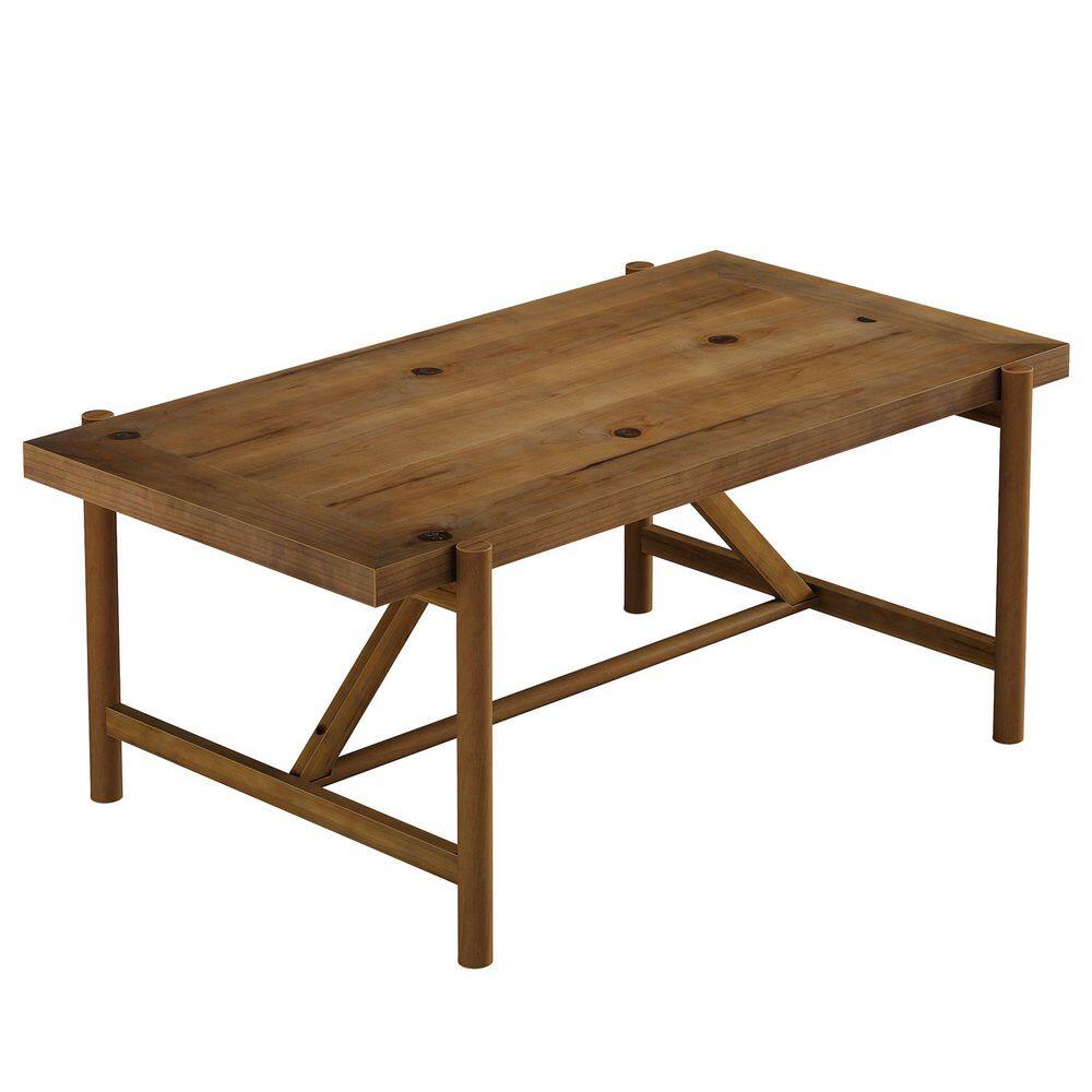 Allan 47 in. Rustic Brown Rectangular Solid wood Coffee Table