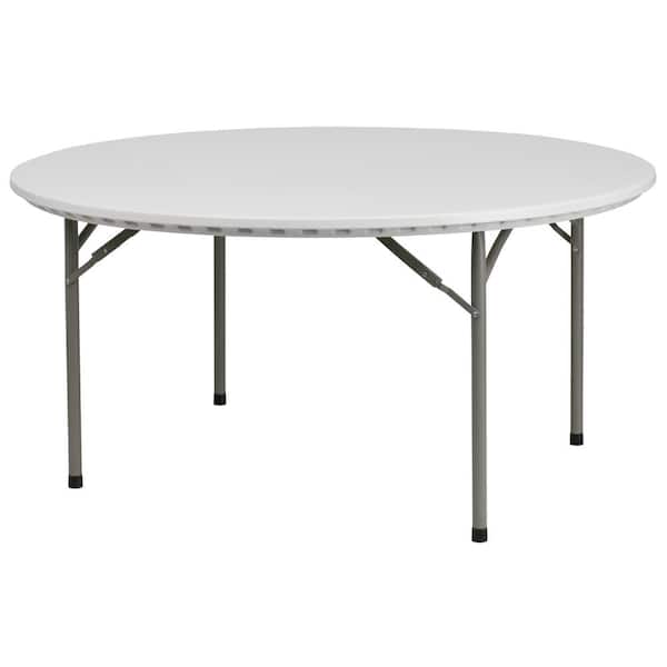 60 In Granite White Plastic Tabletop, Round Plastic Folding Table Home Depot