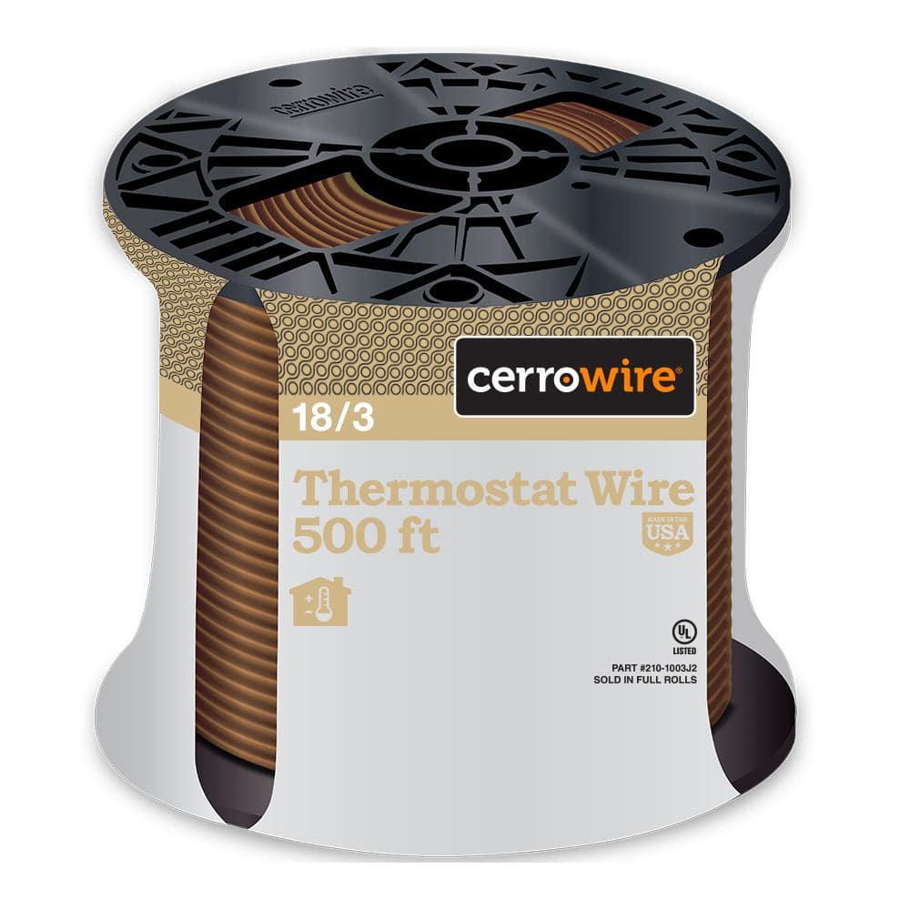 18/2C Thermostat Wire, Solid Copper, Indoor/Outdoor Sun Resistant, 500ft, Brown