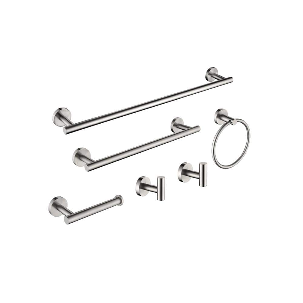 6 Pcs 26.5 in. Stainless Steel Wall Mounted Bath Hardware Set with Towel Ba