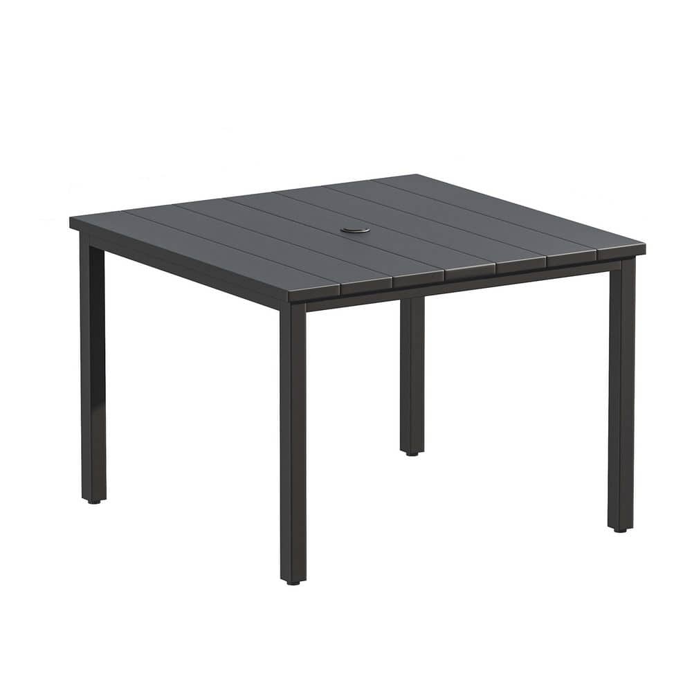 40.2 in. Black Square Metal Outdoor Dining Table with Adjustable Umbrella Hole, All-Weather Patio Table for Yard price history on PriceWatchPro