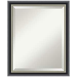 Theo Black Silver 18.75 in. x 22.75 in. Beveled Modern Rectangle Wood Framed Wall Mirror in Black